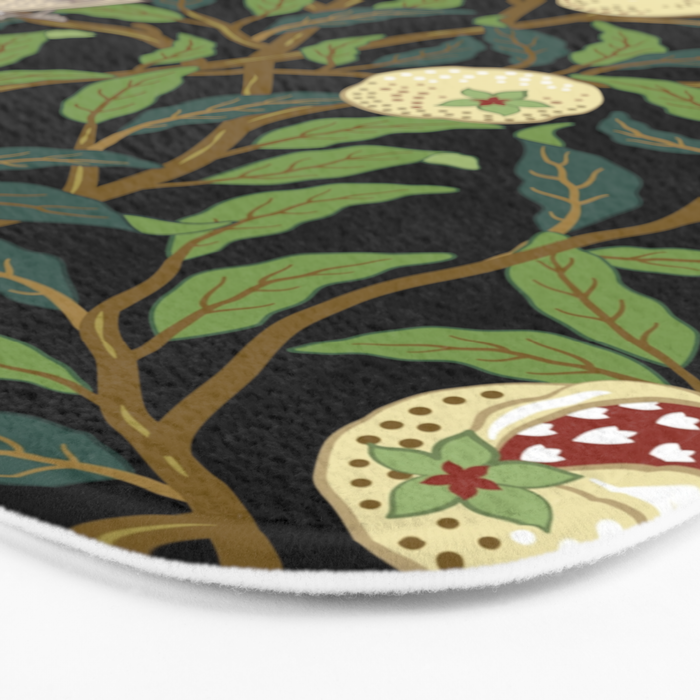 William Morris Enchanted Bird & Pomegranate Black Botanical Bath Mat Gallery Image 3