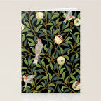 William Morris Enchanted Bird & Pomegranate Black Botanical Stationery Card Gallery Image 2