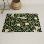 William Morris Enchanted Bird & Pomegranate Black Botanical Rug Gallery Image 1