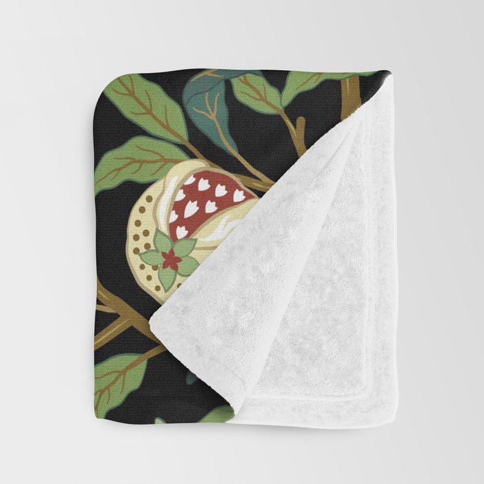 William Morris Enchanted Bird & Pomegranate Black Botanical Throw Blanket Gallery Image 3