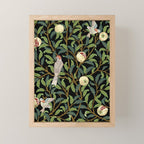 William Morris Enchanted Bird & Pomegranate Black Botanical Mini Art Print Gallery Image 1
