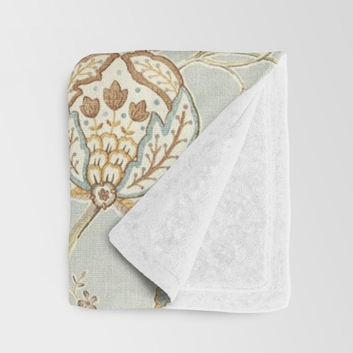 William Morris Vintage Theodosia Grey Pattern  Throw Blanket Gallery Image 3