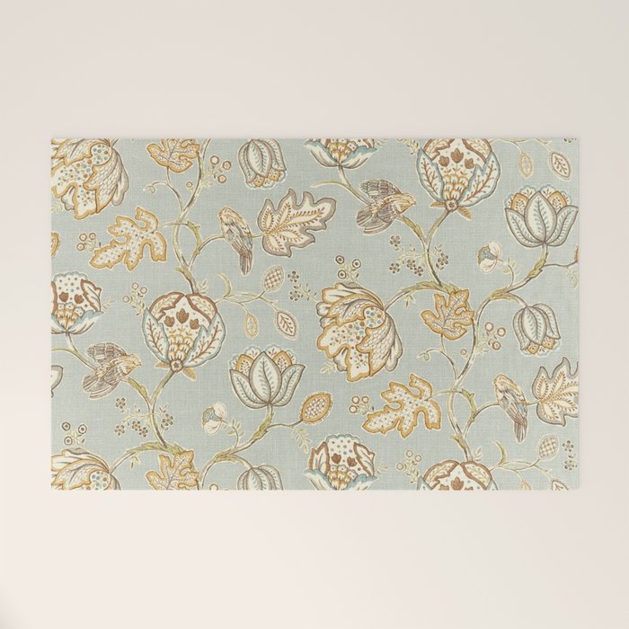 William Morris Vintage Theodosia Grey Pattern  Welcome Mat Gallery Image 1