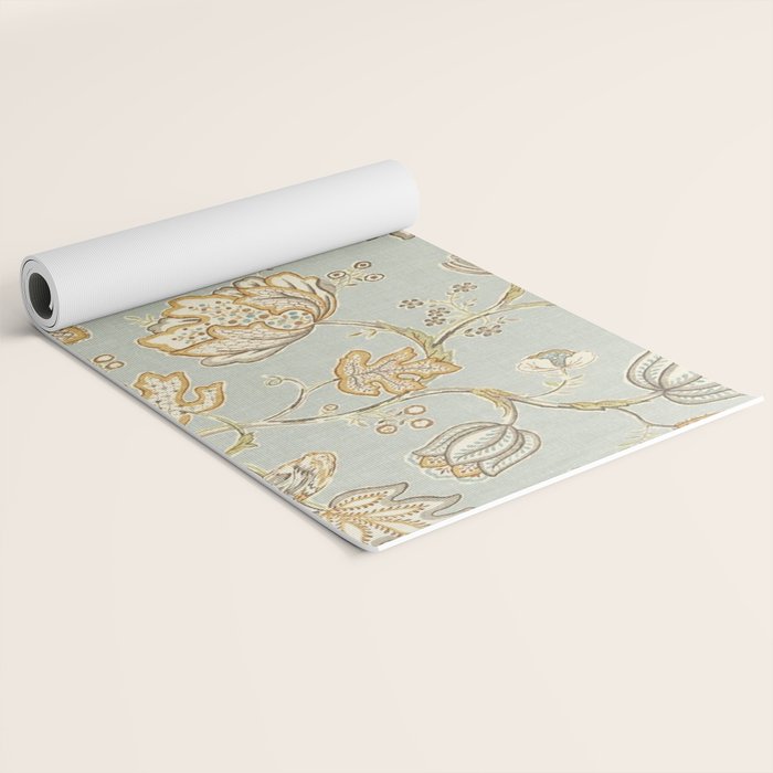 William Morris Vintage Theodosia Grey Pattern  Yoga Mat Gallery Image 2