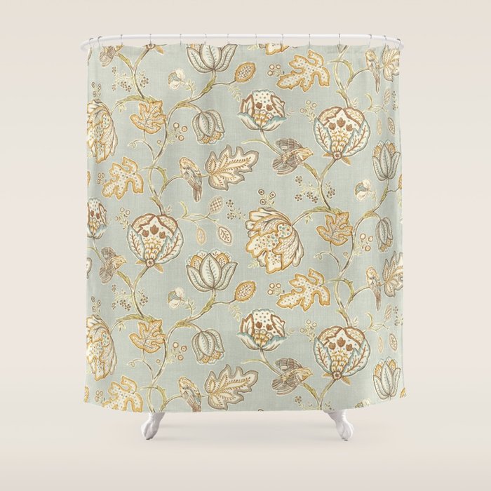 William Morris Vintage Theodosia Grey Pattern  Shower Curtain Gallery Image 1