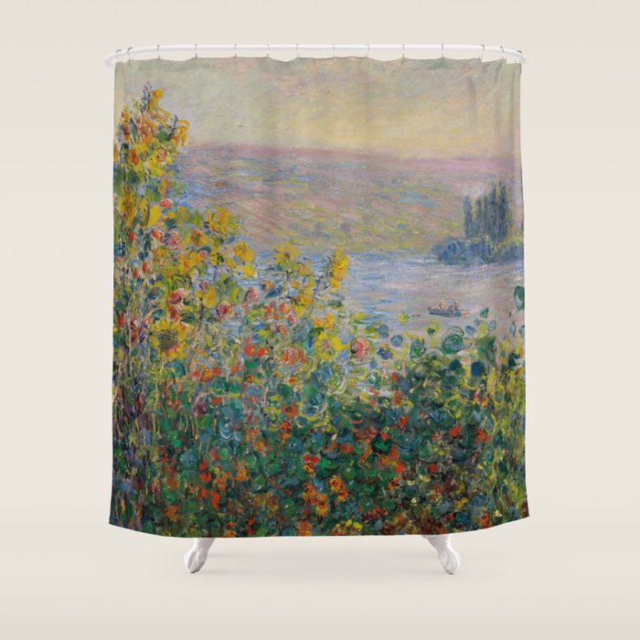 Flower Beds at Vetheuil by Claude Monet Shower Curtain Gallery Image 1
