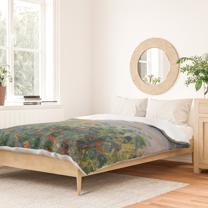 Flower Beds at Vetheuil by Claude Monet Duvet Cover Gallery Image 2