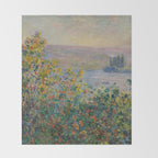 Flower Beds at Vetheuil by Claude Monet Throw Blanket Gallery Image 2