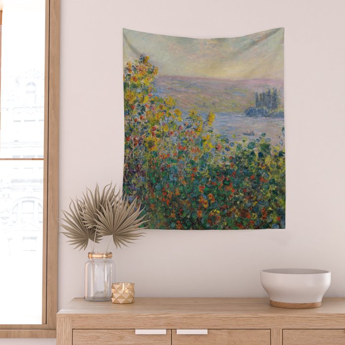 Flower Beds at Vetheuil by Claude Monet Wall Tapestry Gallery Image 2