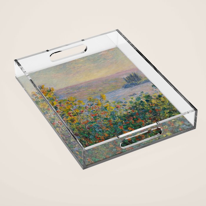 Flower Beds at Vetheuil by Claude Monet Acrylic Tray Gallery Image 1