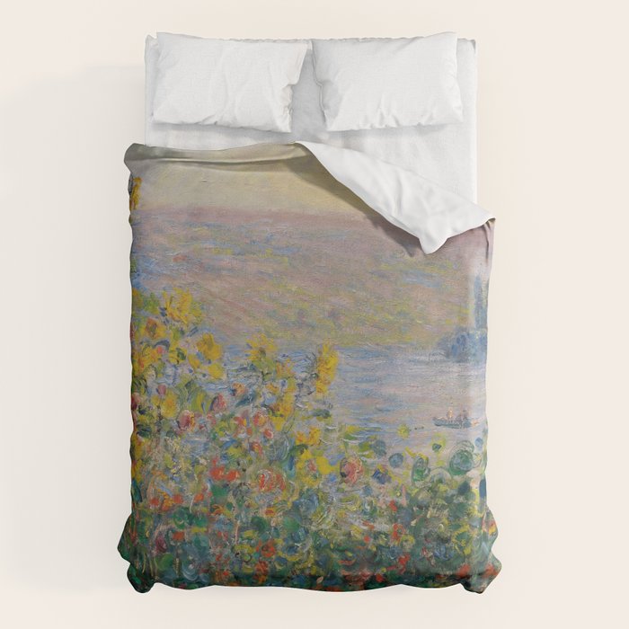 Flower Beds at Vetheuil by Claude Monet Duvet Cover Gallery Image 1