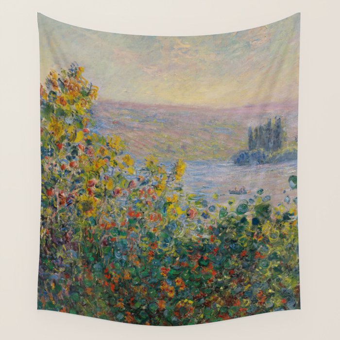 Flower Beds at Vetheuil by Claude Monet Wall Tapestry Gallery Image 4