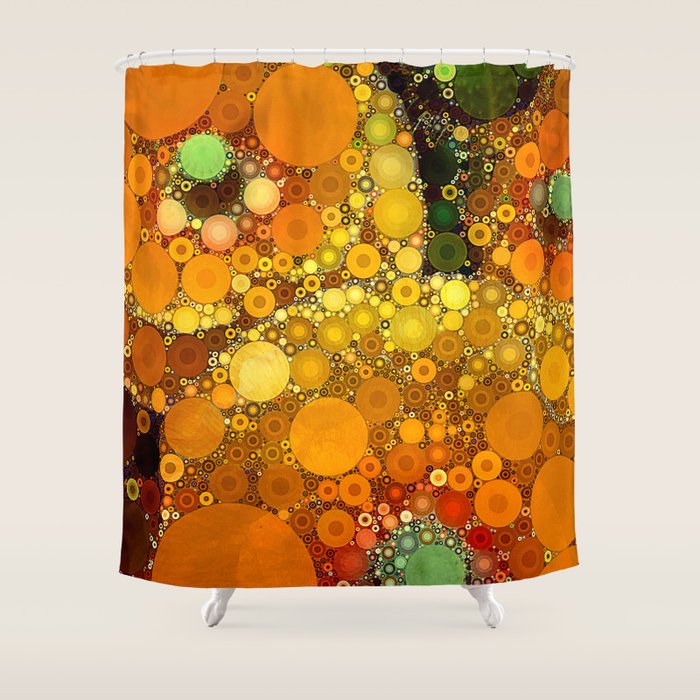 Sunset Poppies - abstract geometric pattern design Shower Curtain Gallery Image 1