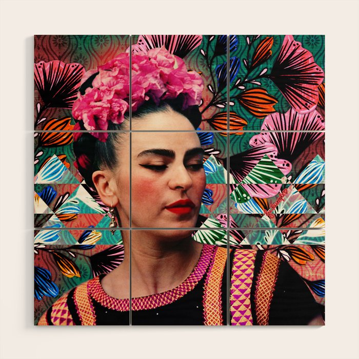 Flowery Frida Wood Wall Art Gallery Image 1
