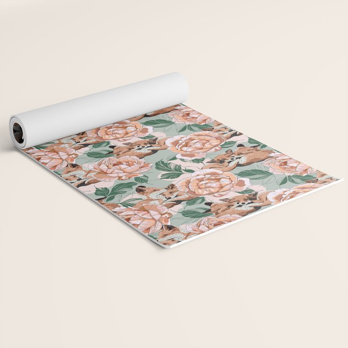 Red foxes in the rose bushes 24 Yoga Mat Gallery Image 2