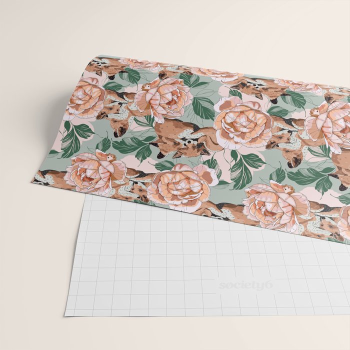 Red foxes in the rose bushes 24 Wrapping Paper Gallery Image 2