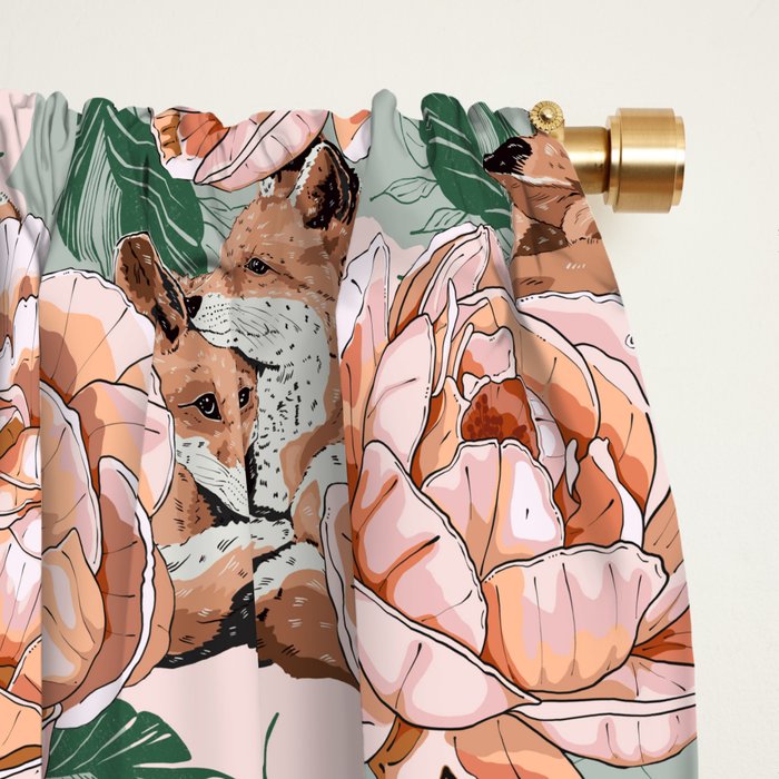 Red foxes in the rose bushes 24 Window Curtain Gallery Image 2