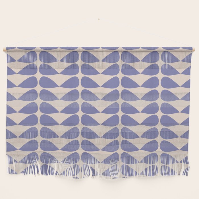Mod Leaves Minimalist Abstract Pattern in Periwinkle Purple and Cream Wall Hanging Gallery Image 1