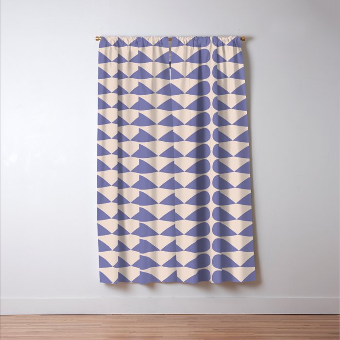 Mod Leaves Minimalist Abstract Pattern in Periwinkle Purple and Cream Window Curtain Gallery Image 3