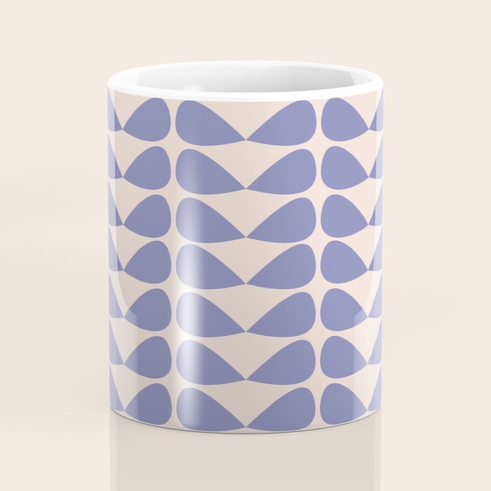 Mod Leaves Minimalist Abstract Pattern in Periwinkle Purple and Cream Coffee Mug Gallery Image 4