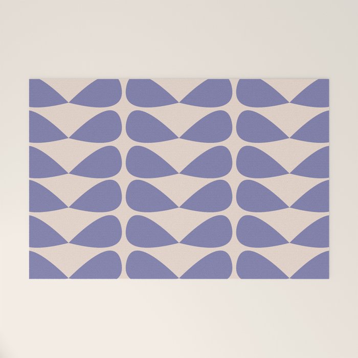 Mod Leaves Minimalist Abstract Pattern in Periwinkle Purple and Cream Welcome Mat Gallery Image 1