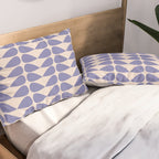 Mod Leaves Minimalist Abstract Pattern in Periwinkle Purple and Cream Pillow Sham Gallery Image 2