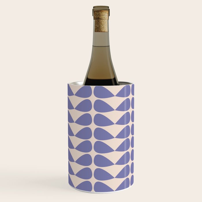 Mod Leaves Minimalist Abstract Pattern in Periwinkle Purple and Cream Wine Chiller Gallery Image 2