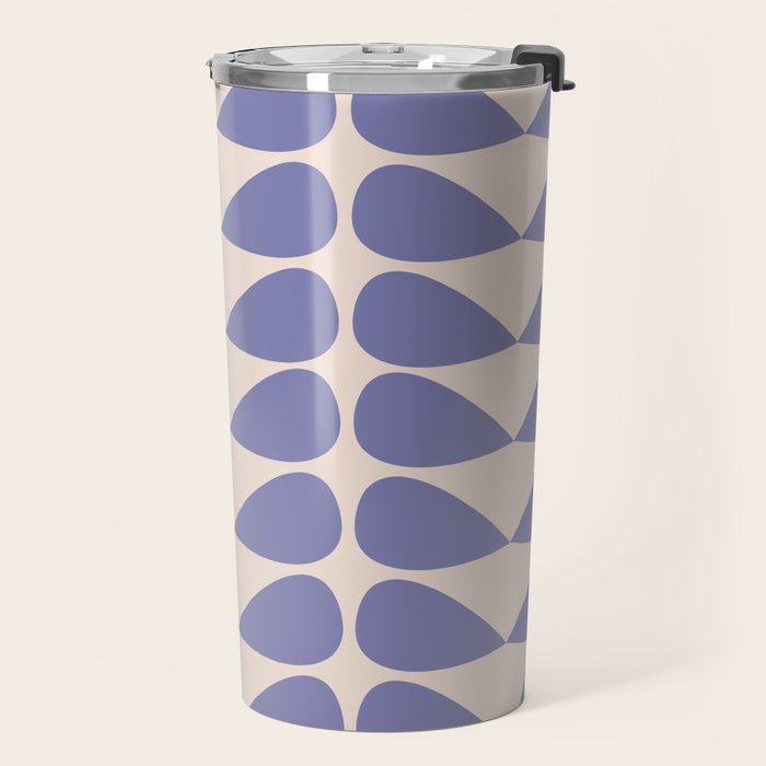Mod Leaves Minimalist Abstract Pattern in Periwinkle Purple and Cream Travel Mug Gallery Image 2