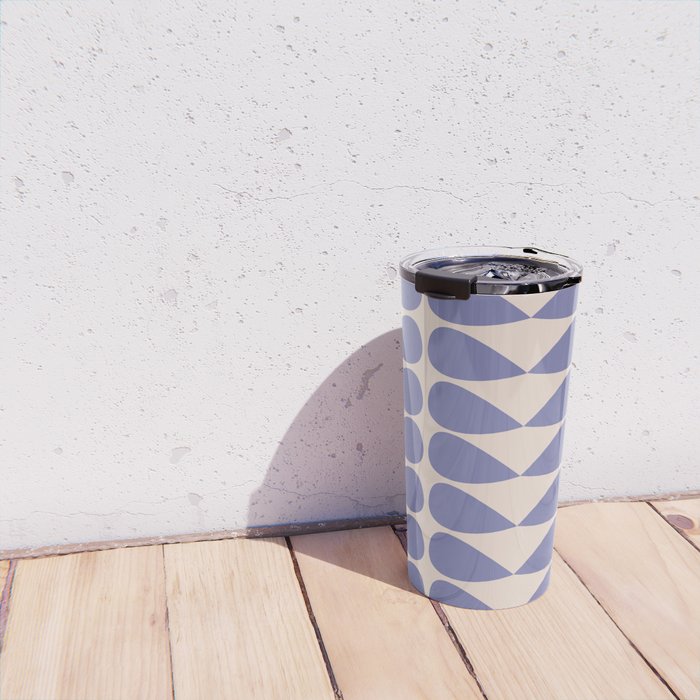 Mod Leaves Minimalist Abstract Pattern in Periwinkle Purple and Cream Travel Mug Gallery Image 4