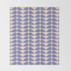 Mod Leaves Minimalist Abstract Pattern in Periwinkle Purple and Cream Throw Blanket Gallery Image 2