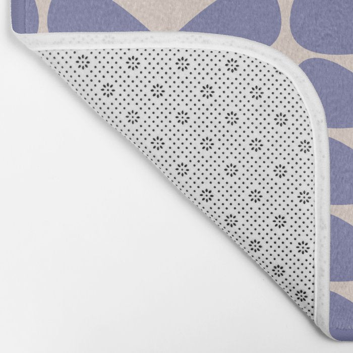 Mod Leaves Minimalist Abstract Pattern in Periwinkle Purple and Cream Bath Mat Gallery Image 2