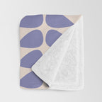 Mod Leaves Minimalist Abstract Pattern in Periwinkle Purple and Cream Throw Blanket Gallery Image 3