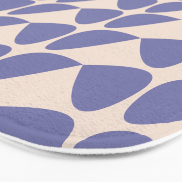 Mod Leaves Minimalist Abstract Pattern in Periwinkle Purple and Cream Bath Mat Gallery Image 3