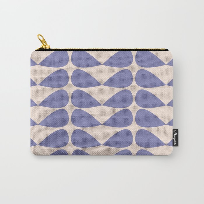 Mod Leaves Minimalist Abstract Pattern in Periwinkle Purple and Cream Carry All Pouch Gallery Image 1