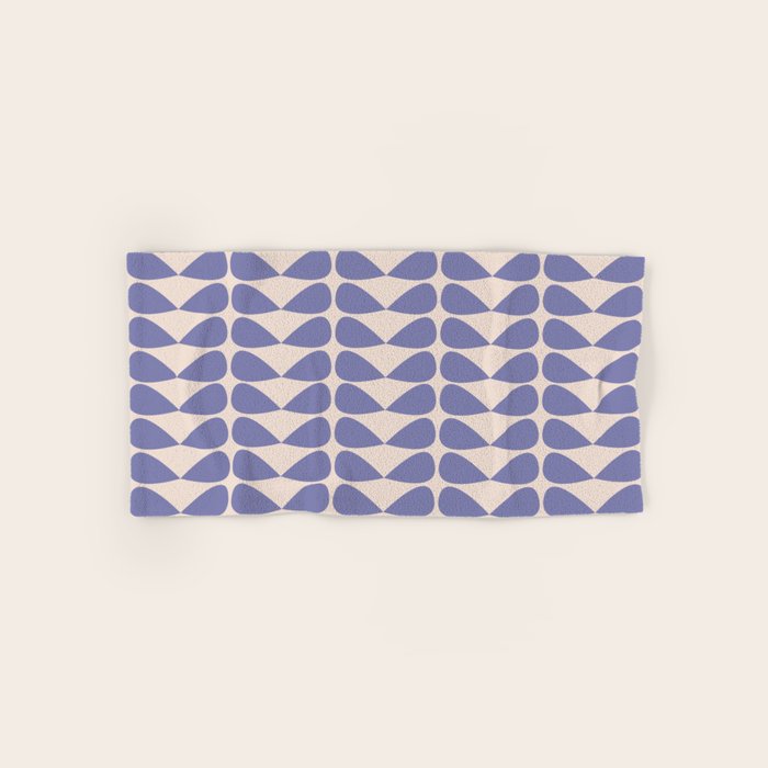 Mod Leaves Minimalist Abstract Pattern in Periwinkle Purple and Cream Bath Towel Gallery Image 1