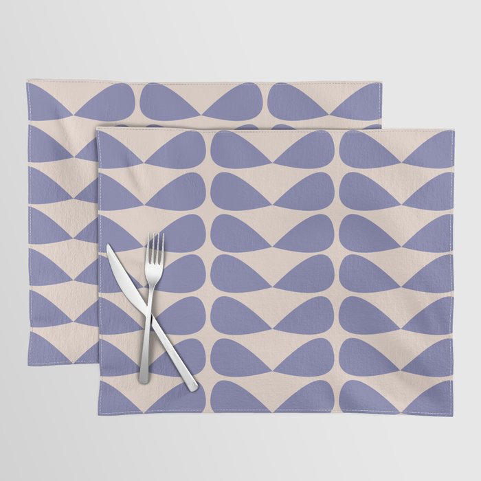 Mod Leaves Minimalist Abstract Pattern in Periwinkle Purple and Cream Placemat Gallery Image 1
