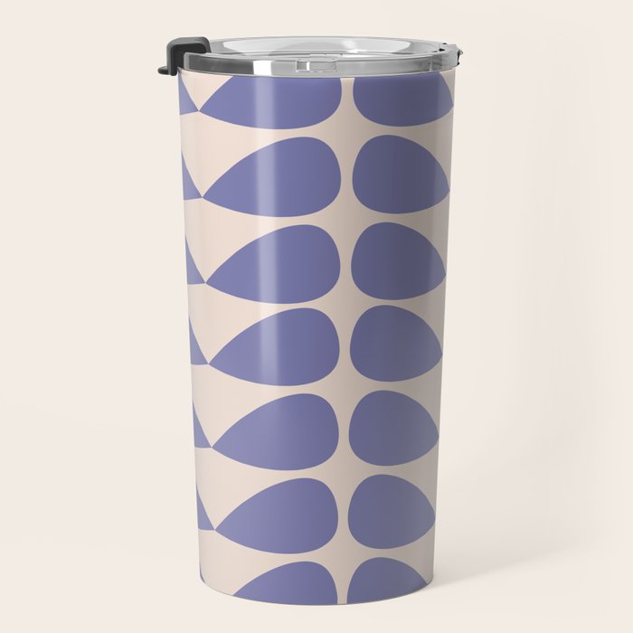 Mod Leaves Minimalist Abstract Pattern in Periwinkle Purple and Cream Travel Mug Gallery Image 3