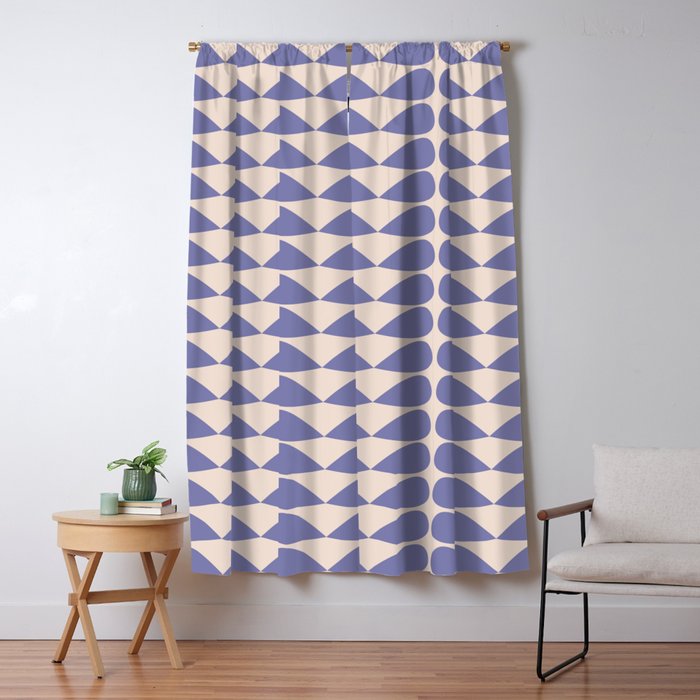 Mod Leaves Minimalist Abstract Pattern in Periwinkle Purple and Cream Window Curtain Gallery Image 1