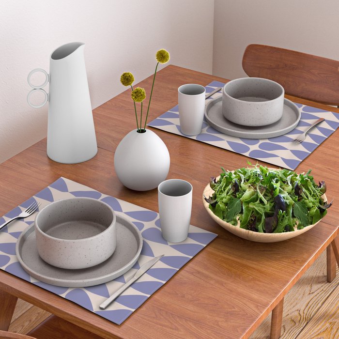 Mod Leaves Minimalist Abstract Pattern in Periwinkle Purple and Cream Placemat Gallery Image 2