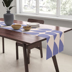 Mod Leaves Minimalist Abstract Pattern in Periwinkle Purple and Cream Table Runner Gallery Image 2