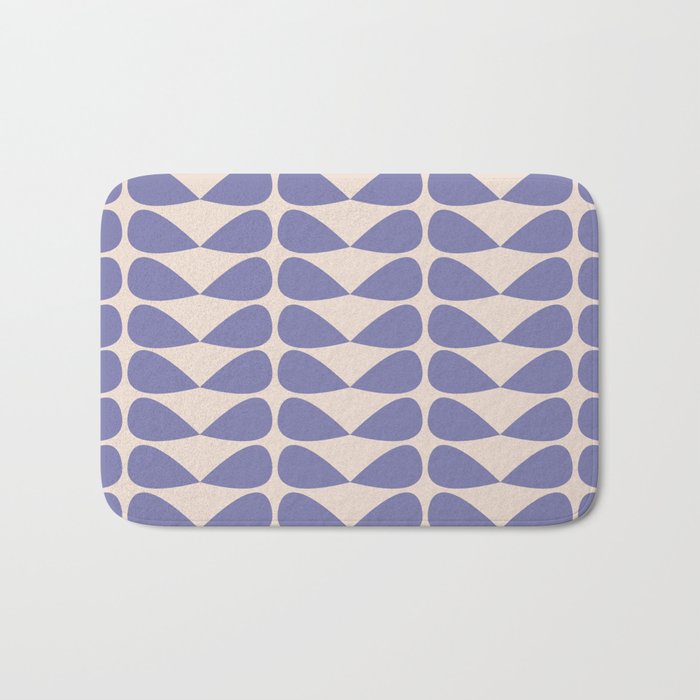 Mod Leaves Minimalist Abstract Pattern in Periwinkle Purple and Cream Bath Mat Gallery Image 1