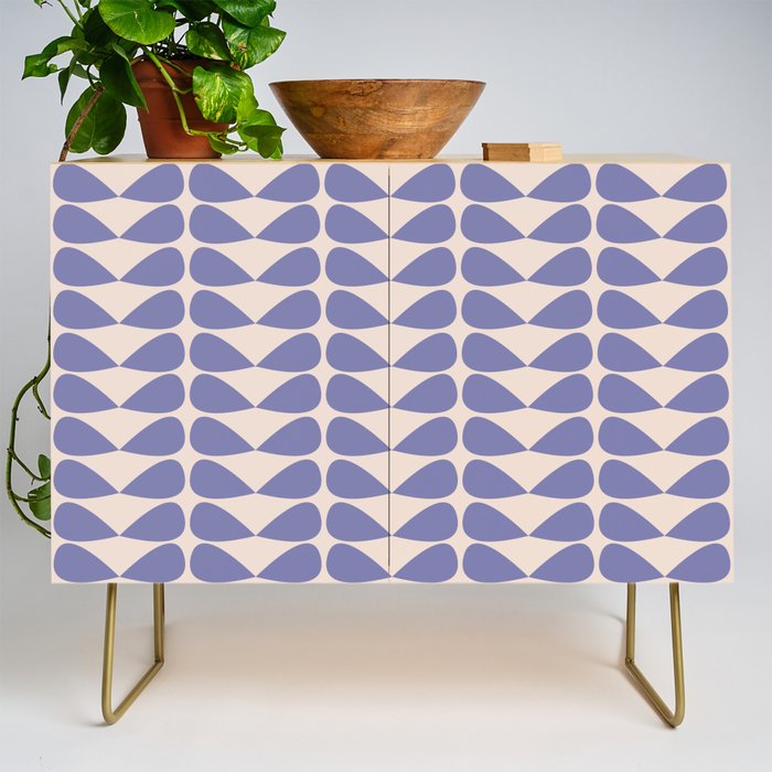 Mod Leaves Minimalist Abstract Pattern in Periwinkle Purple and Cream Credenza Gallery Image 1