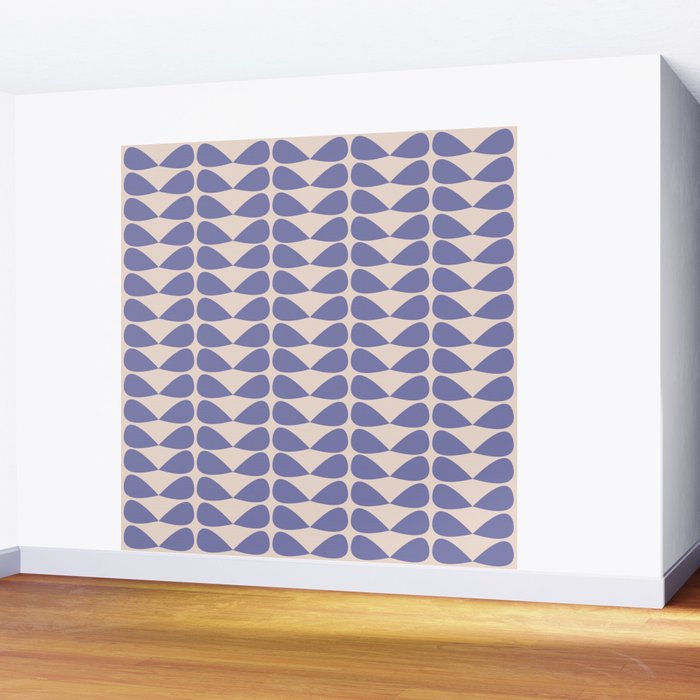 Mod Leaves Minimalist Abstract Pattern in Periwinkle Purple and Cream Wall Mural Gallery Image 2