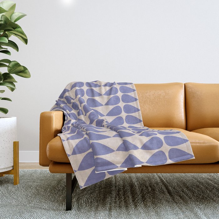 Mod Leaves Minimalist Abstract Pattern in Periwinkle Purple and Cream Throw Blanket Gallery Image 1