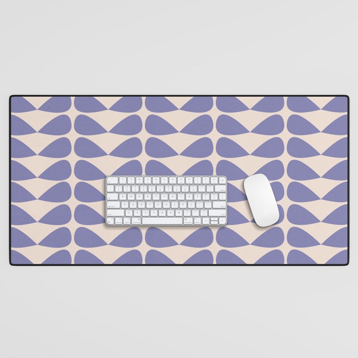 Mod Leaves Minimalist Abstract Pattern in Periwinkle Purple and Cream Desk Mat Gallery Image 1