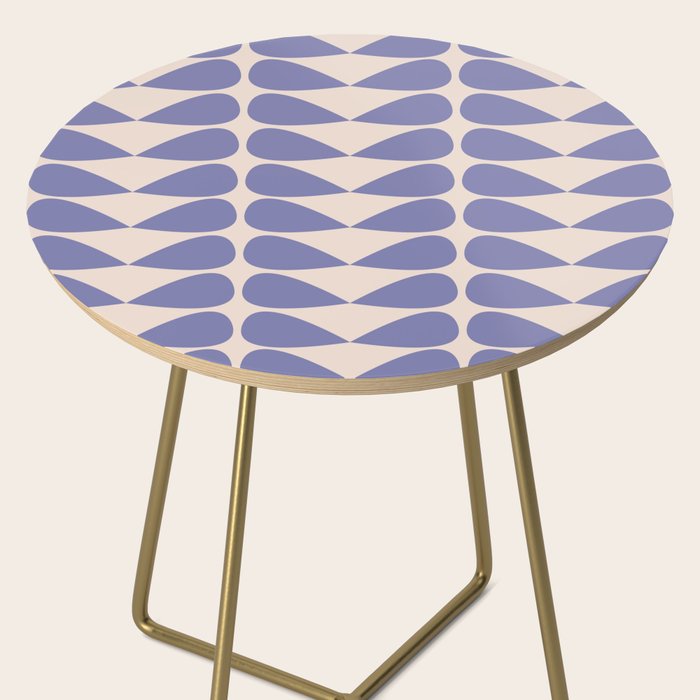Mod Leaves Minimalist Abstract Pattern in Periwinkle Purple and Cream Side Table Gallery Image 2