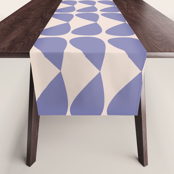 Mod Leaves Minimalist Abstract Pattern in Periwinkle Purple and Cream Table Runner Gallery Image 1
