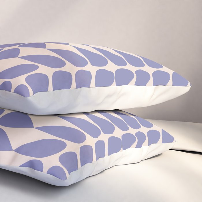 Mod Leaves Minimalist Abstract Pattern in Periwinkle Purple and Cream Pillow Sham Gallery Image 3