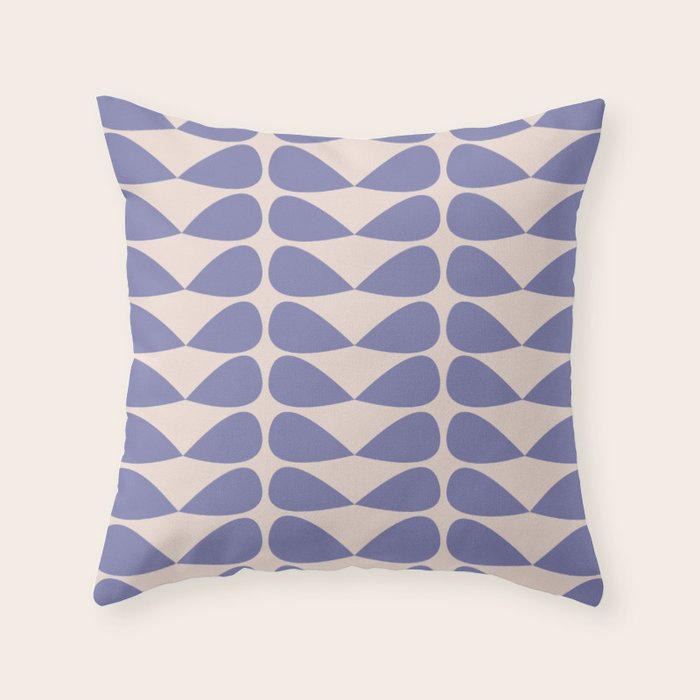 Mod Leaves Minimalist Abstract Pattern in Periwinkle Purple and Cream Throw Pillow Gallery Image 6