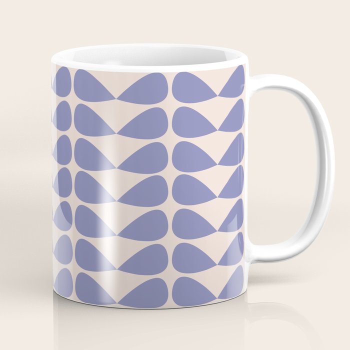 Mod Leaves Minimalist Abstract Pattern in Periwinkle Purple and Cream Coffee Mug Gallery Image 1
